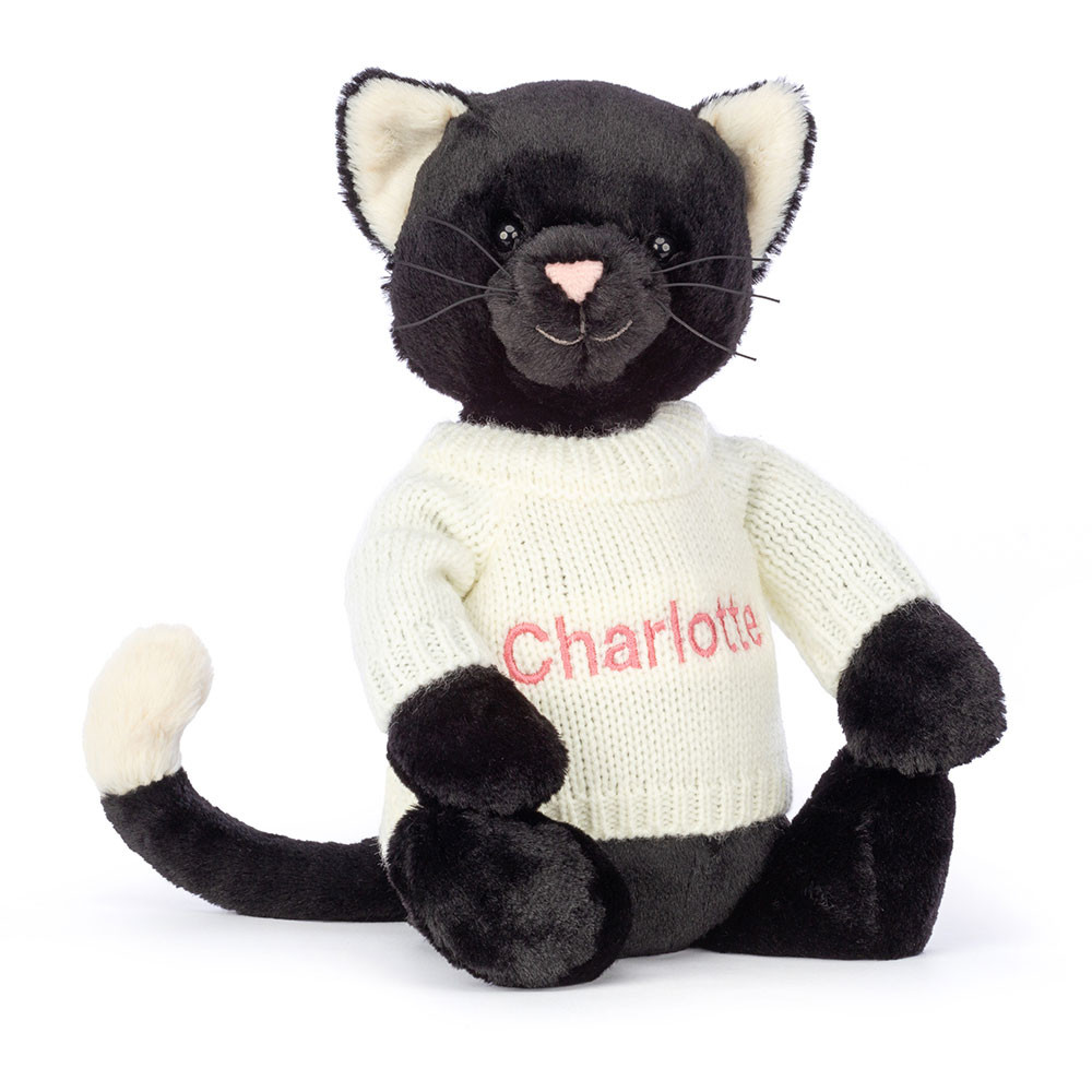 http://Bashful%20Black%20Kitten%20with%20Personalised%20Cream%20Jumper