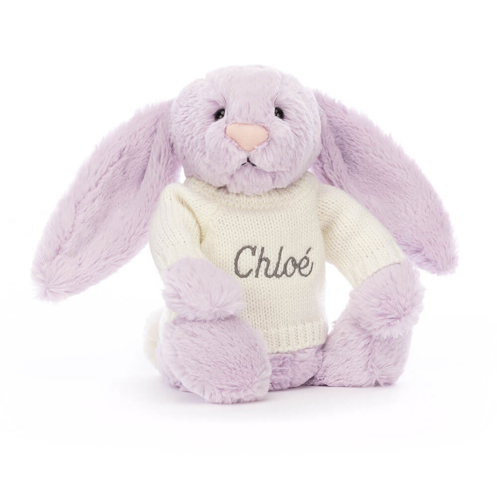 http://Bashful%20Lilac%20Bunny%20with%20Personalised%20Cream%20Jumper