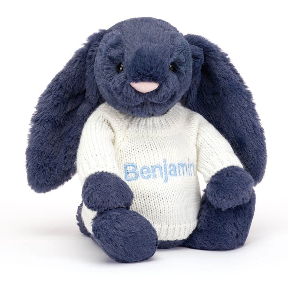 http://Bashful%20Navy%20Bunny%20with%20Personalised%20Cream%20Jumper