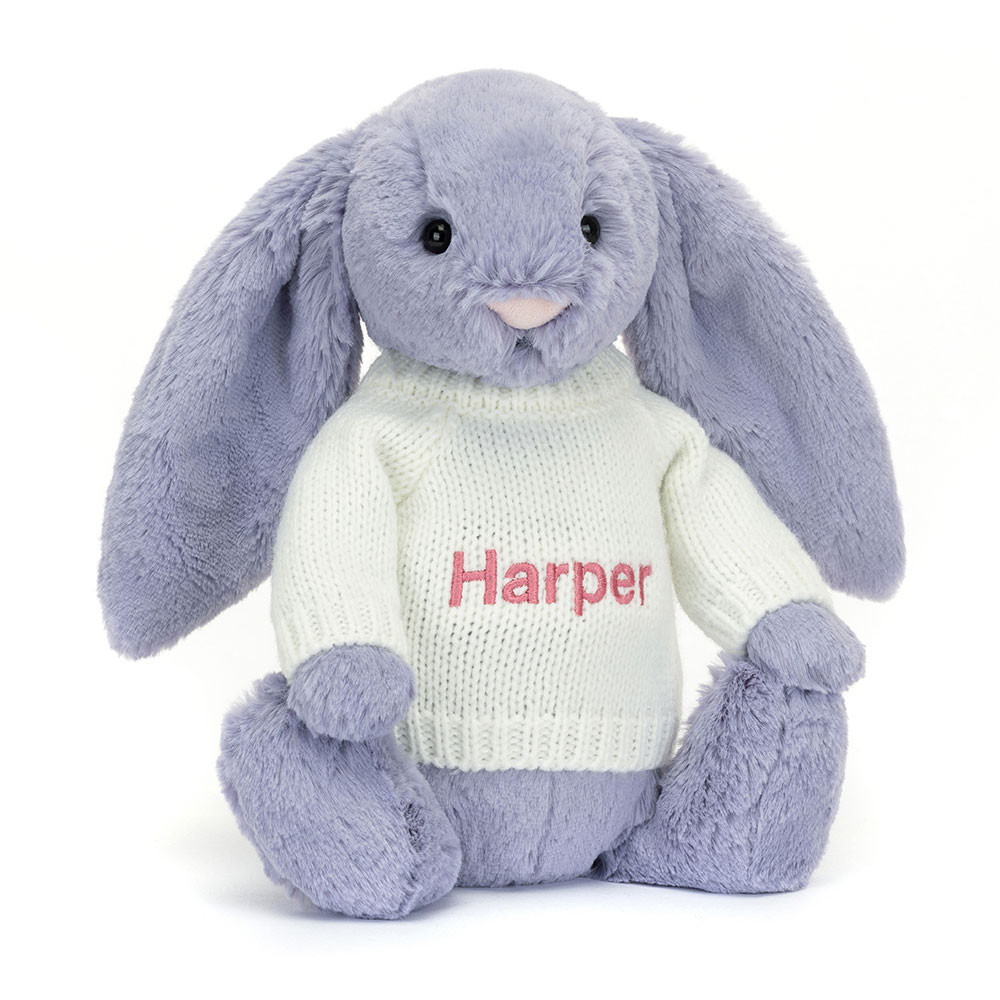 http://Bashful%20Viola%20Bunny%20with%20Personalised%20Cream%20Jumper