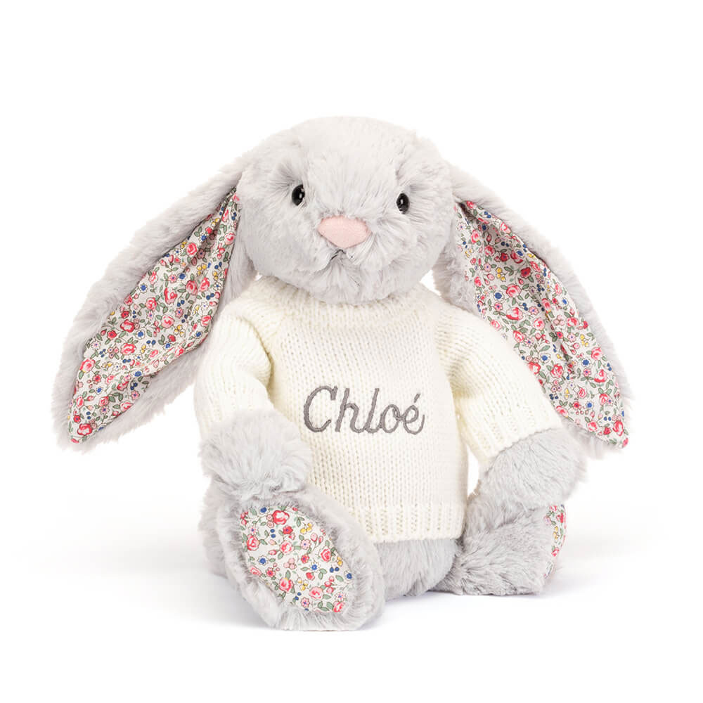 http://Blossom%20Silver%20Bunny%20with%20Personalised%20Cream%20Jumper