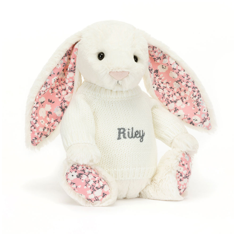 http://Blossom%20Cherry%20Bunny%20with%20Personalised%20Cream%20Jumper