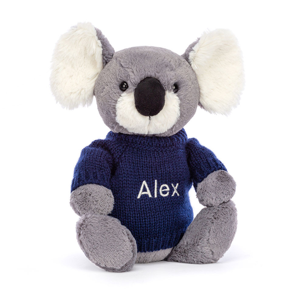 http://Bashful%20Koala%20with%20Personalised%20Navy%20Jumper