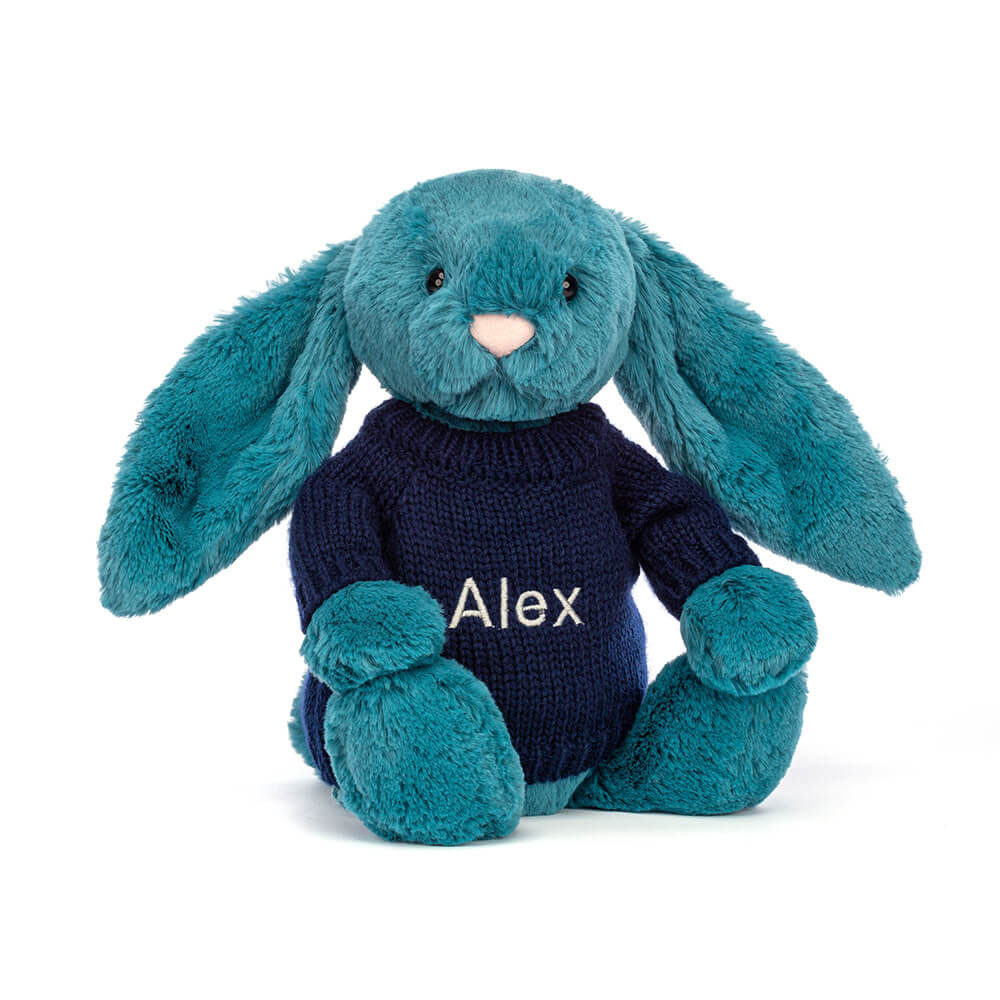 http://Bashful%20Mineral%20Blue%20Bunny%20with%20Personalised%20Navy%20Jumper