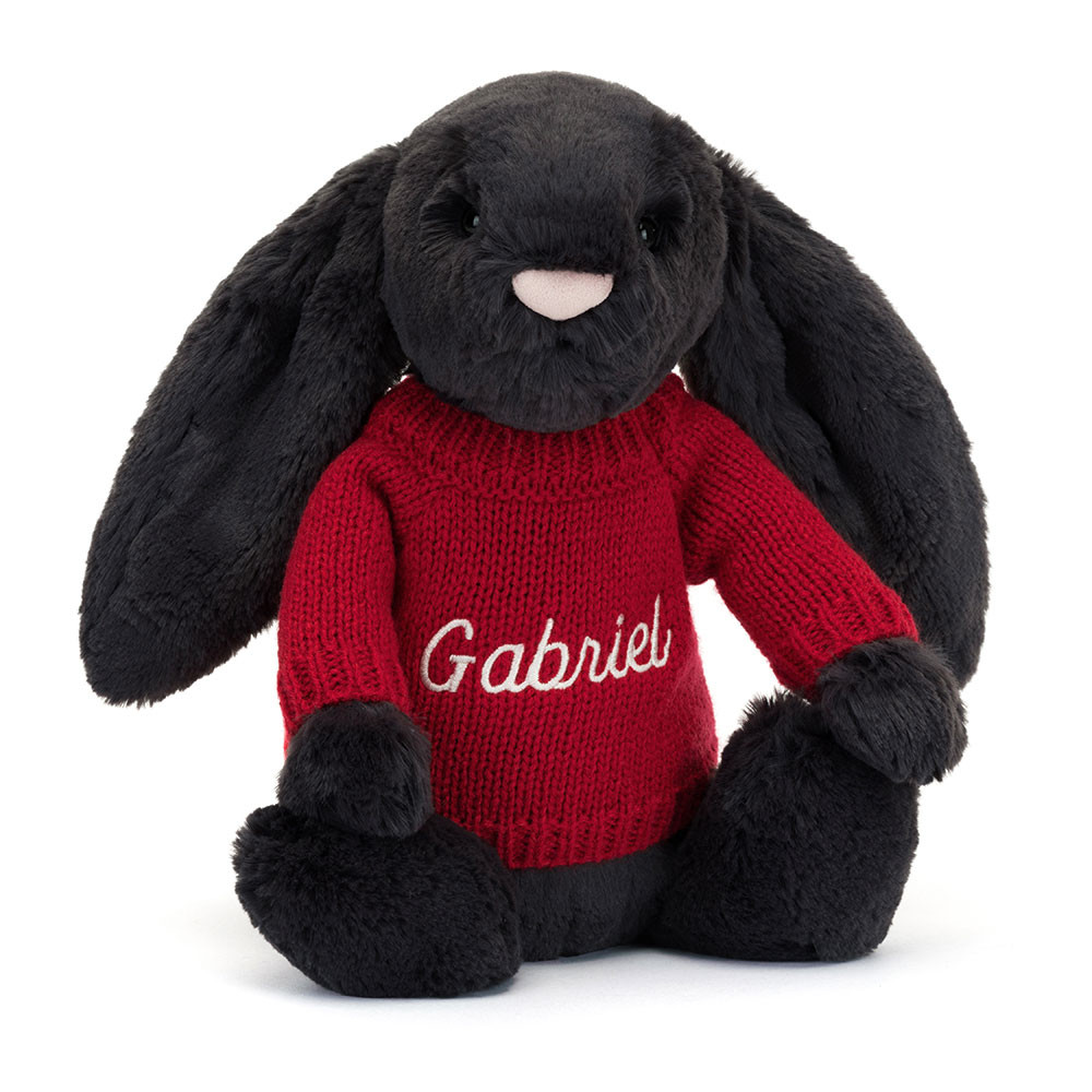 http://Bashful%20Inky%20Bunny%20with%20Personalised%20Red%20Jumper